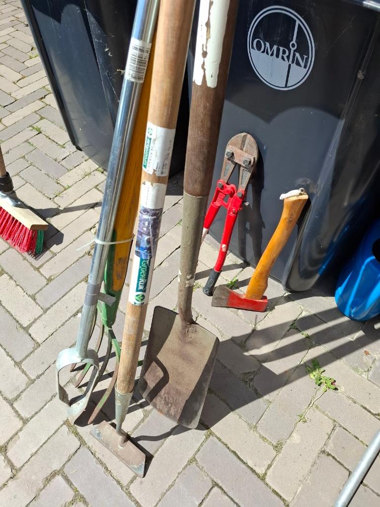schoffel,greep,grondboor,spade,ijzerschaar,bijl, Tuin en Terras, Ophalen, Gebruikt, Grondboor