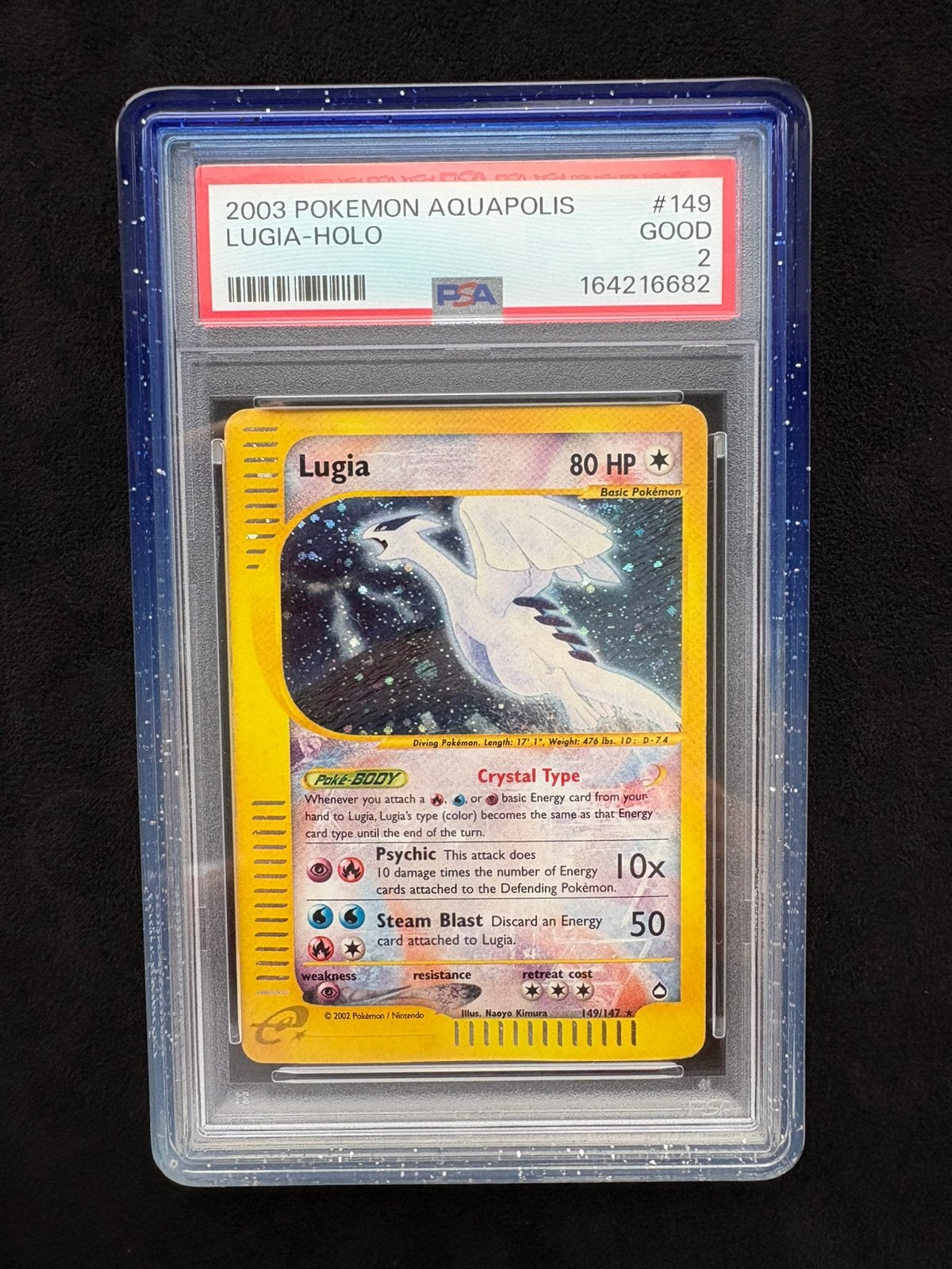 Lugia 149/147 Aquapolis Crystal Holo PSA 2 GOOD, Ophalen, Gebruikt, Losse kaart, Foil