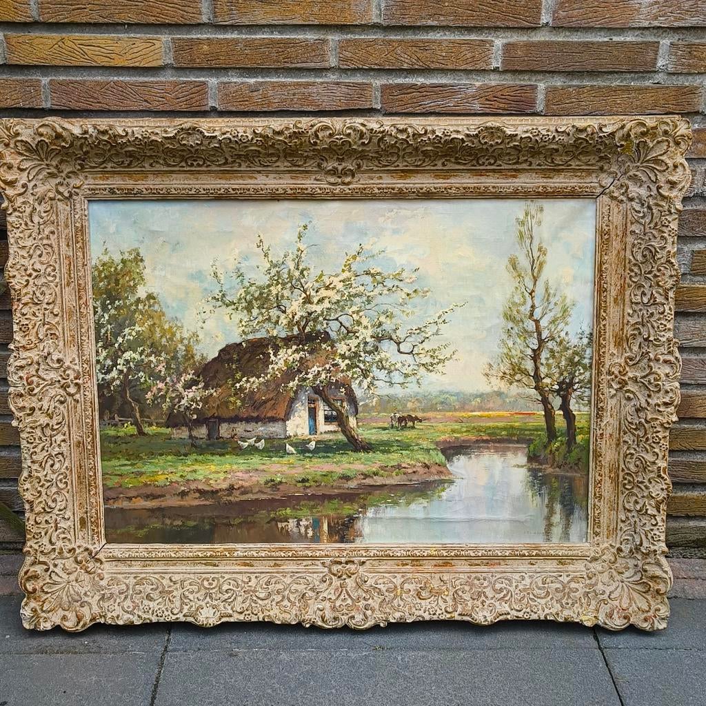 Johannes Cornelis van der Heijden (1911-1992) olieverf, Antiek en Kunst, Ophalen of Verzenden