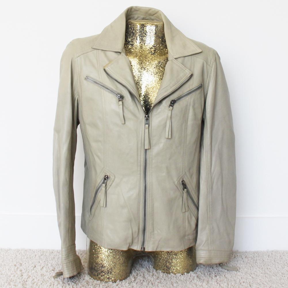Zeer Mooie Zacht Leren Fiore Jas (Maat 44) € 85,-, Fiore, Beige, Maat 42/44 (L), Ophalen of Verzenden