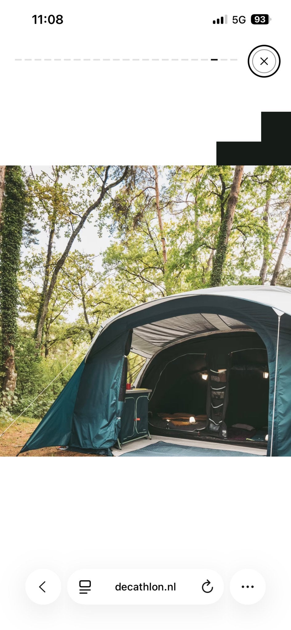Decathlon Arpenaz 5.2 Fresh & Black familietent, Ophalen, Zo goed als nieuw, Tot en met 5