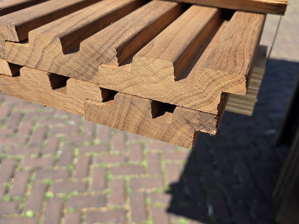 3.2 m2 Dubbel Rhombus profiel  / hardhout - nr: HP43, Tuin en Terras, Palen, Balken en Planken, Ophalen, Planken, Nieuw, Hardhout
