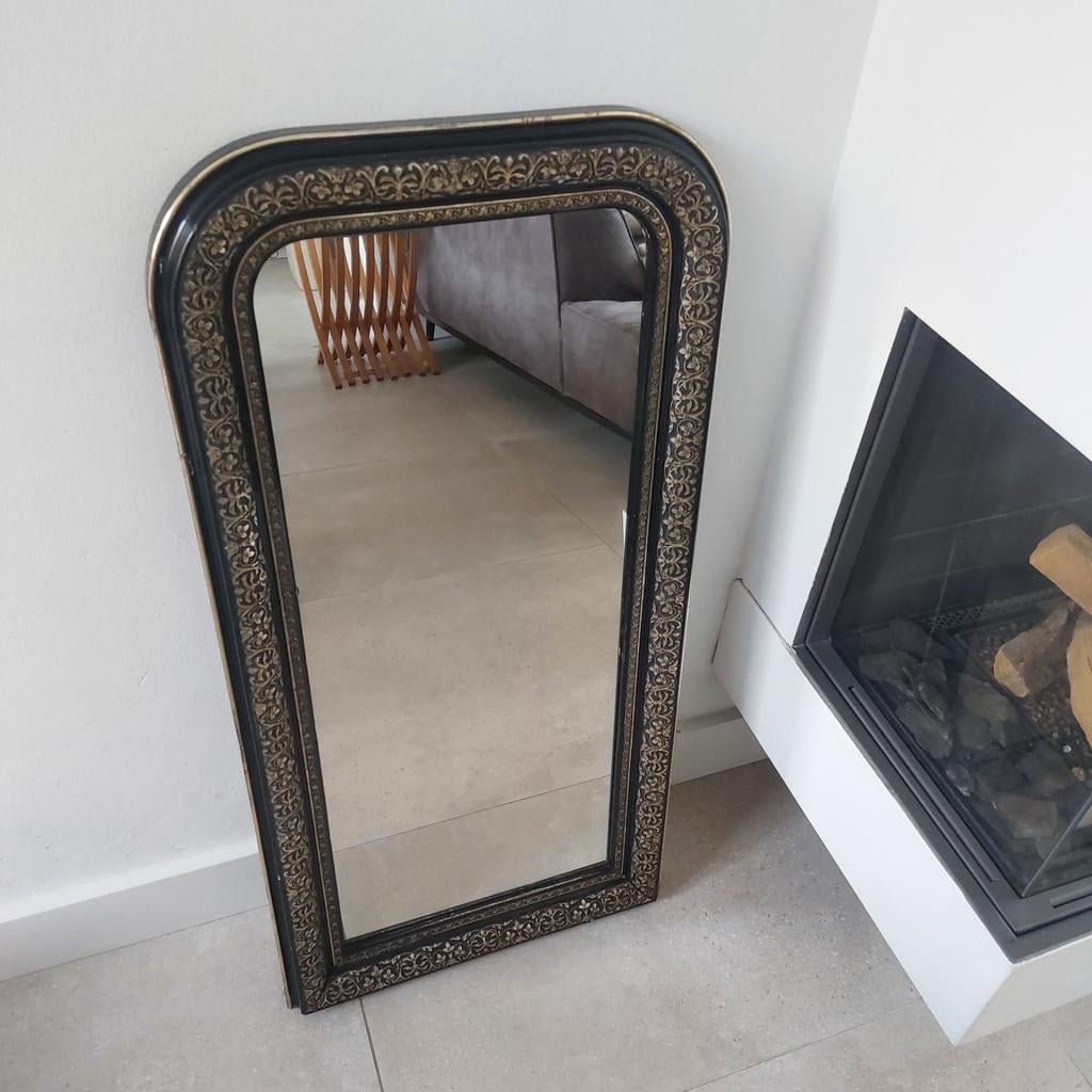 Vintage antieke spiegel zwart/ goud, Ophalen, Minder dan 50 cm, Gebruikt, Minder dan 100 cm