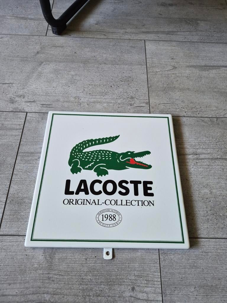 Emaillebord lacoste orgineel dealer bord 1988 emaille bord, Ophalen of Verzenden, Zo goed als nieuw, Reclamebord