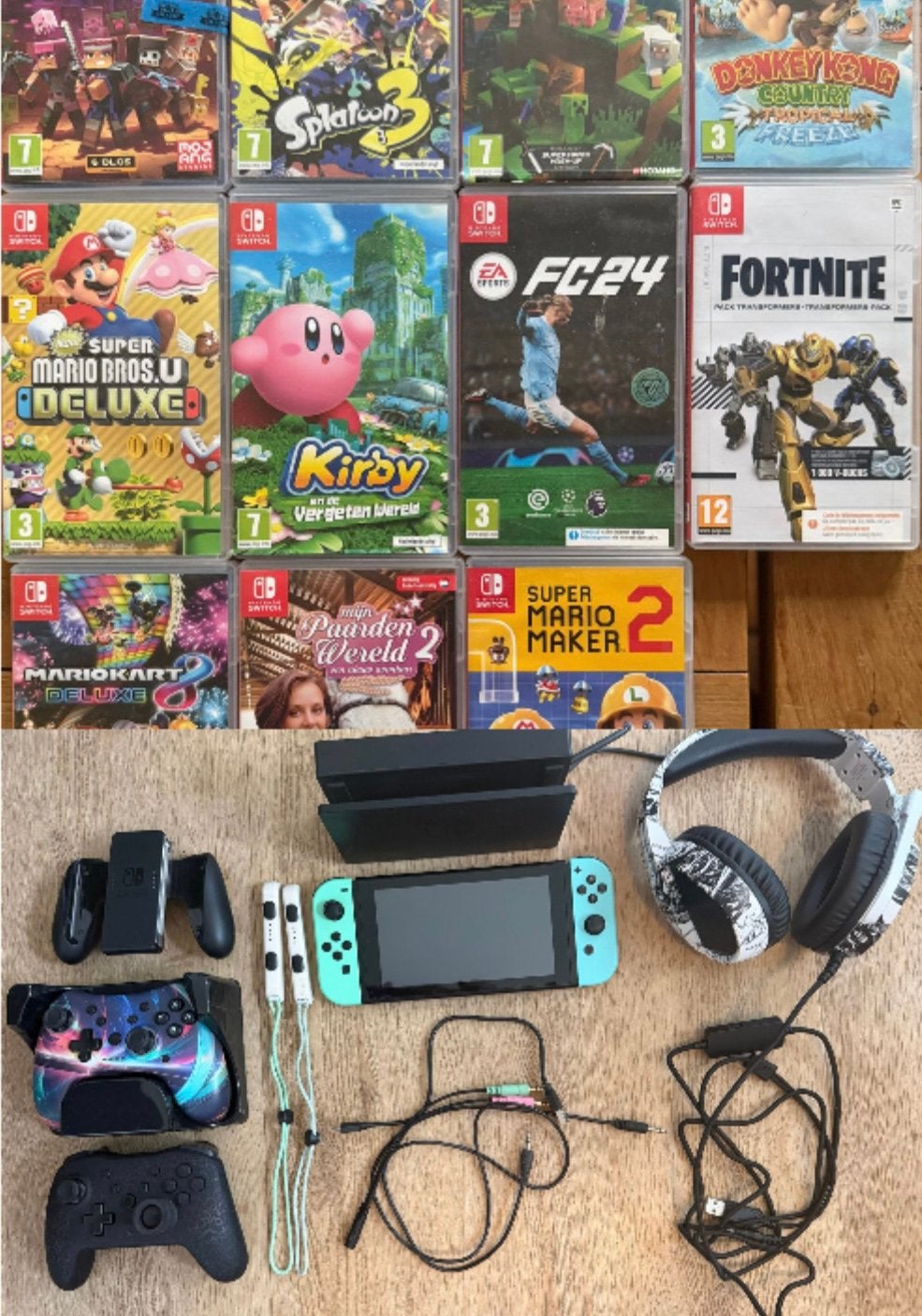 Nintendo Switch, 2 controllers,koptelefoon (ook veel spellen, Ophalen, Met 2 controllers, Switch Original, Gebruikt