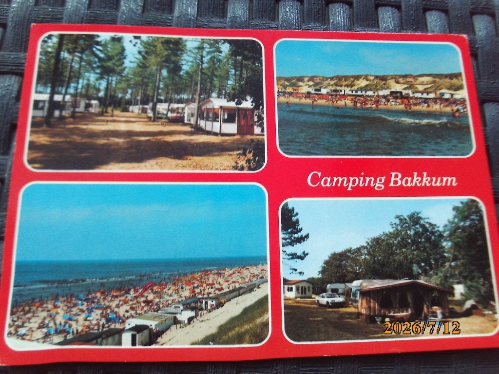 Castricum camping Bakkum Zeeweg 4 luik kleur 1985 gelopen, Ophalen of Verzenden, 1980 tot heden, Gelopen, Noord-Holland