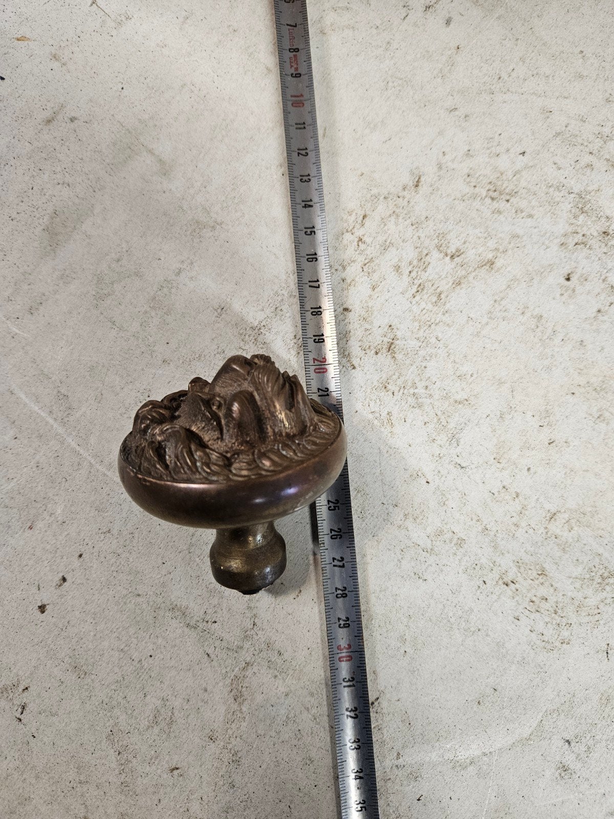 Antieke bronzen deurknop met leeuwenkop, Ophalen of Verzenden