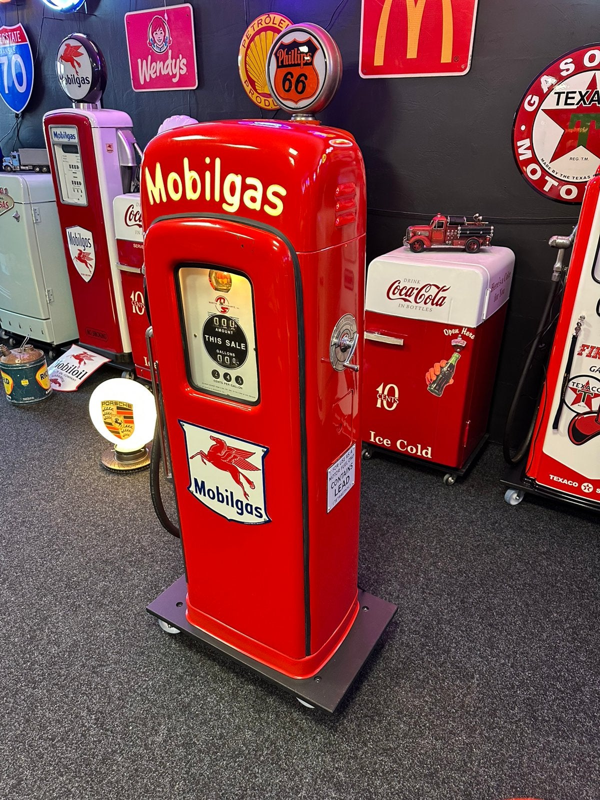 Unieke Amerikaanse benzinpomp Martin & Schwartz 80 Mobilgas, Ophalen, Gebruikt