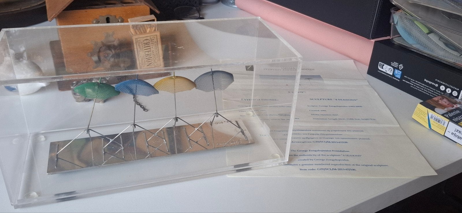 George Zongolopoulos - 4 Seizoenen - kunstwerk, Overige onderwerpen, Minder dan 20 cm, Ophalen of Verzenden, Gemerkt