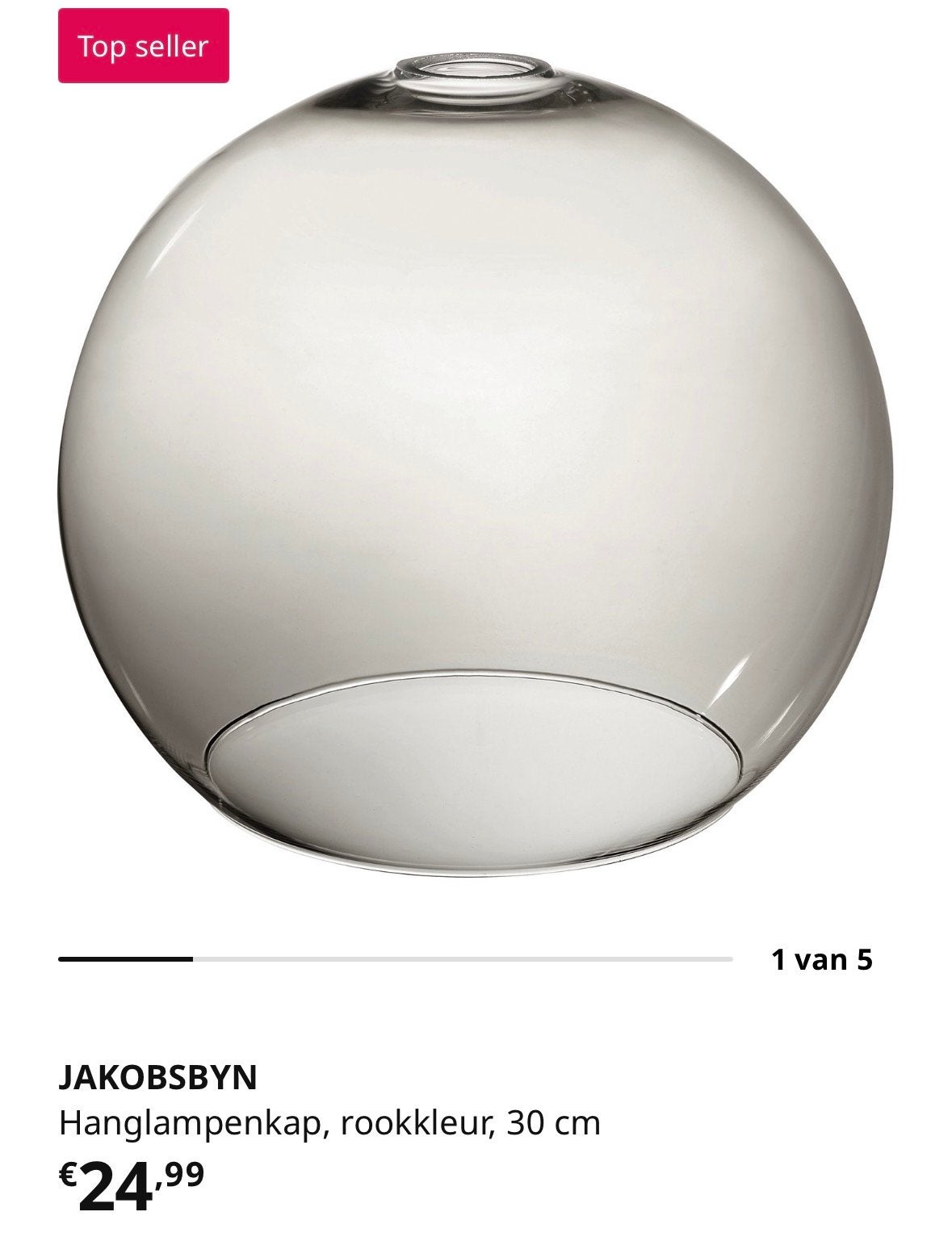 JAKOBSBYN Hanglampenkap, rookkleur, 30 cm (2stuks), Huis en Inrichting, Rond, Zo goed als nieuw, Glas, Grijs
