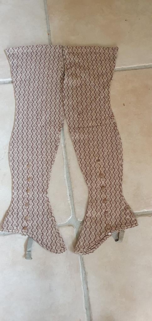 Antieke zeldzame slobkousen spats gaiters jaquard patroon, Ophalen of Verzenden