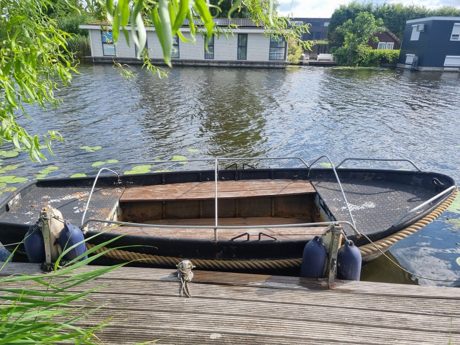 Stalen sloep / grachtenboot 4.70 bij 1.70, Watersport en Boten, Sloep, Ophalen, Gebruikt, Afdekzeil