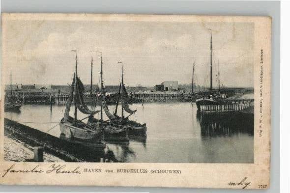 Haven van Burghsluis (Schouwen) vissersbootjes Haamstede (ZZ, Verzenden, Voor 1920, Gelopen, Zeeland