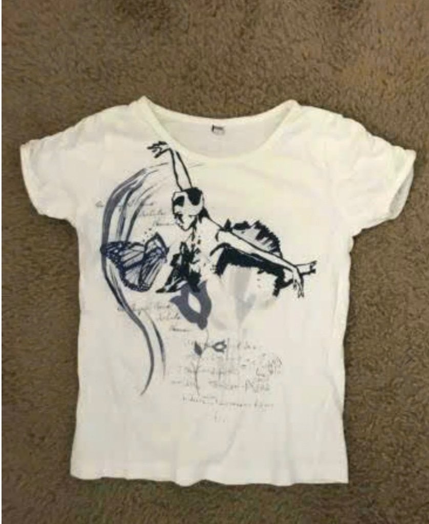 Shirt wit met ballerina in maat 122/128, Ophalen, Zo goed als nieuw, Meisje, Shirt of Longsleeve