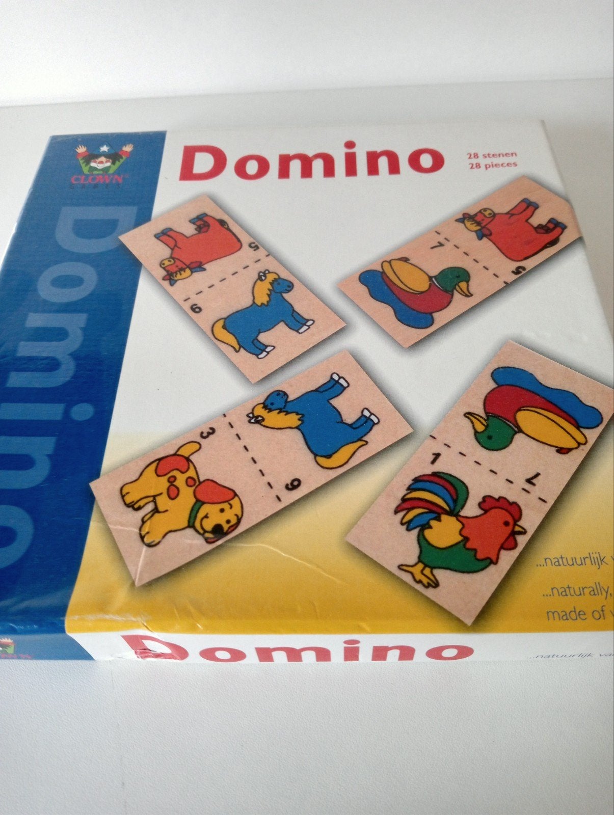 Domino spel voor kinderen met dierenafbeeldingen, Een of twee spelers, Ophalen of Verzenden, Zo goed als nieuw, Clown