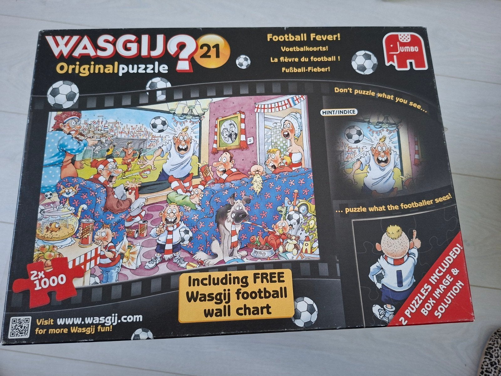 Wasgij Original 21 Football Fever 2x1000 stukjes, Ophalen of Verzenden, 500 t/m 1500 stukjes, Gebruikt, Legpuzzel