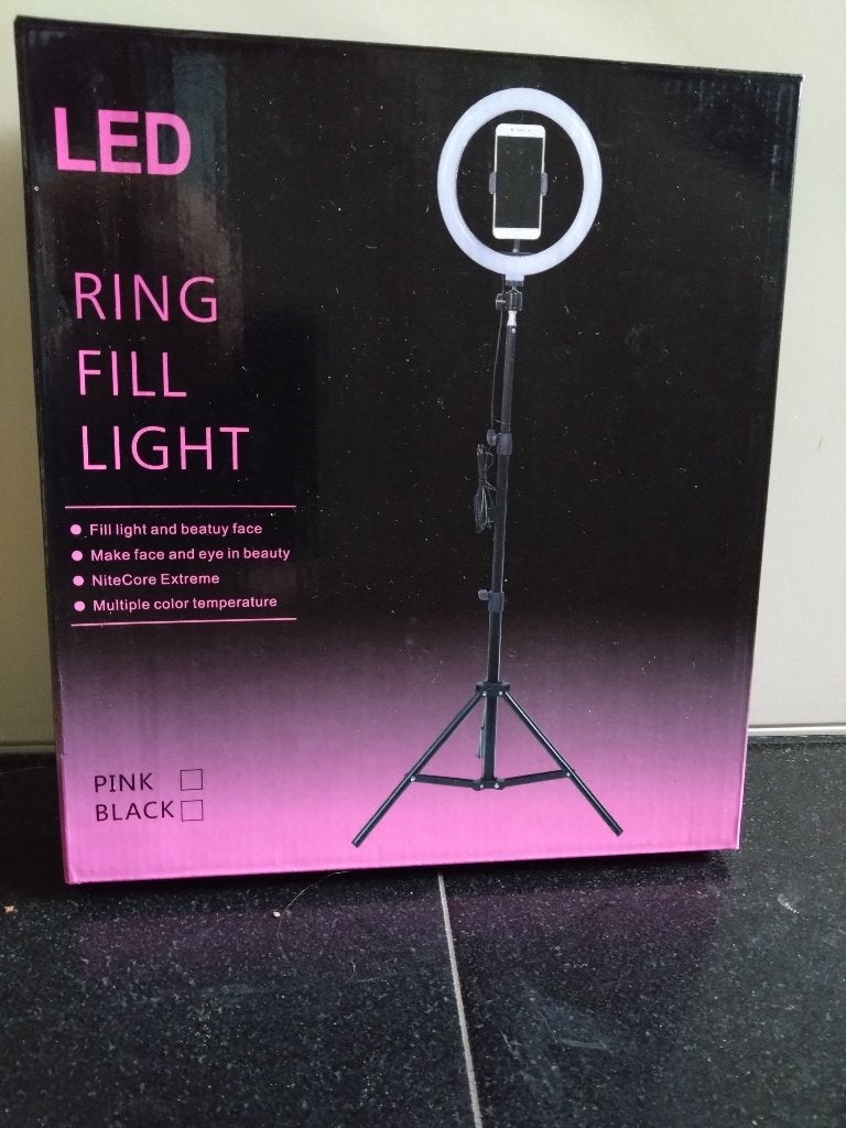 LED-ringlamp met statief en groen doek – complete set, Inclusief statief, Ophalen of Verzenden, Zo goed als nieuw, Overige merken