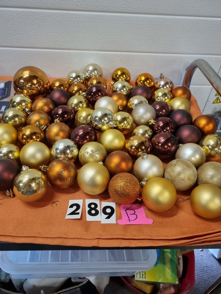 kerstballen goud tinten kunststof 59x [b289],, Ophalen of Verzenden, 'T Olde Gre-j, Info@toldegrej.nl, Endepoelstraat 20f Didam