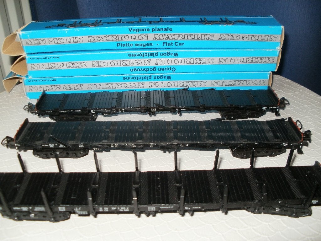 3x Marklin Ho Flachwagen no 4663 in metalen uitvoering+ovp., Wisselstroom, Wagon, Ophalen of Verzenden, Zo goed als nieuw