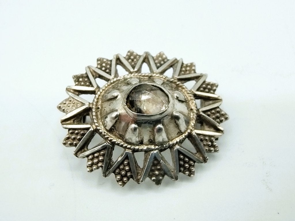 Antieke zilveren broche met kristal, Met kristal, Gebruikt, Info@zilverwebsite.nl, Verzenden
