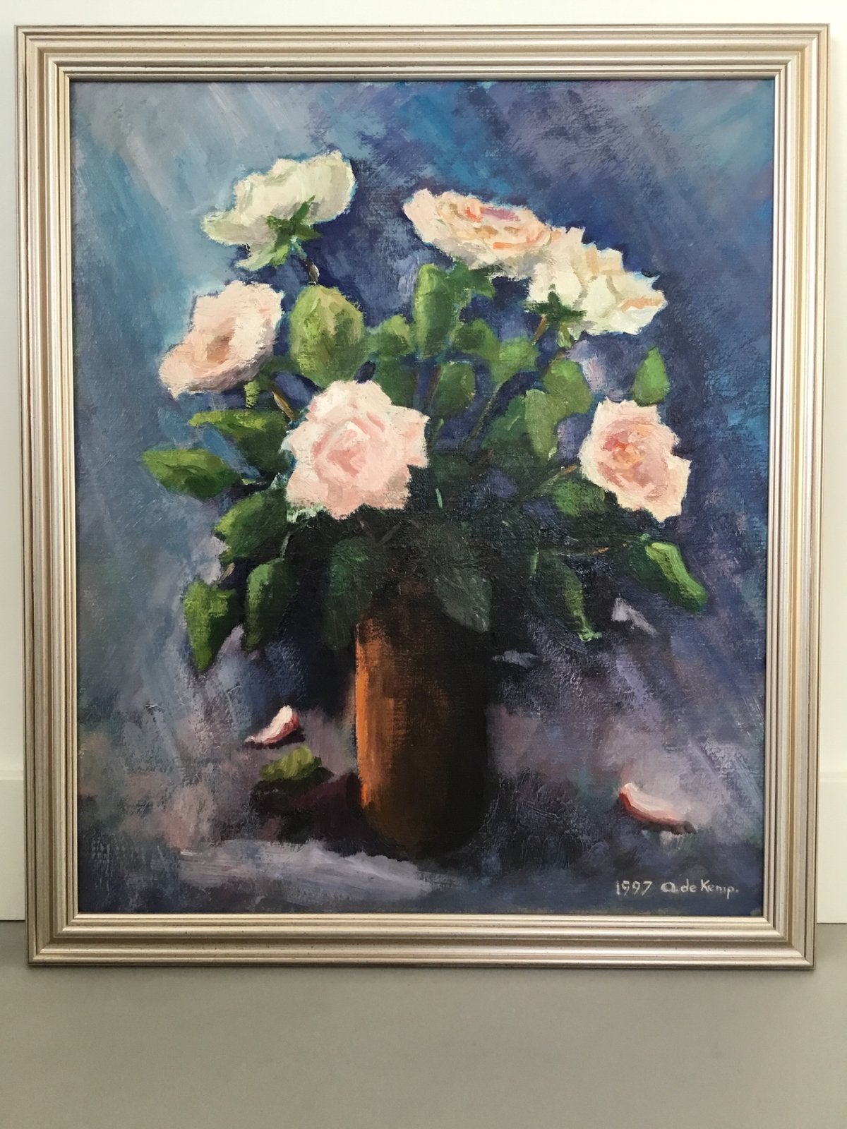 Schilderij vaas met bloemen, 58x68cm, in zeer goede staat, Ophalen, Ingelijst, Bloemen