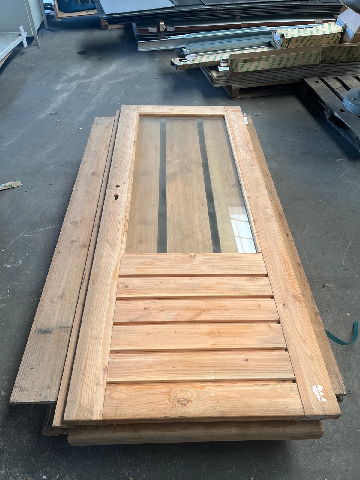 Houten deur met glas, 192x76cm, 5,5cm dik, Doe-het-zelf en Verbouw, Deuren en Horren, Ophalen, Gebruikt, Minder dan 80 cm, Binnendeur