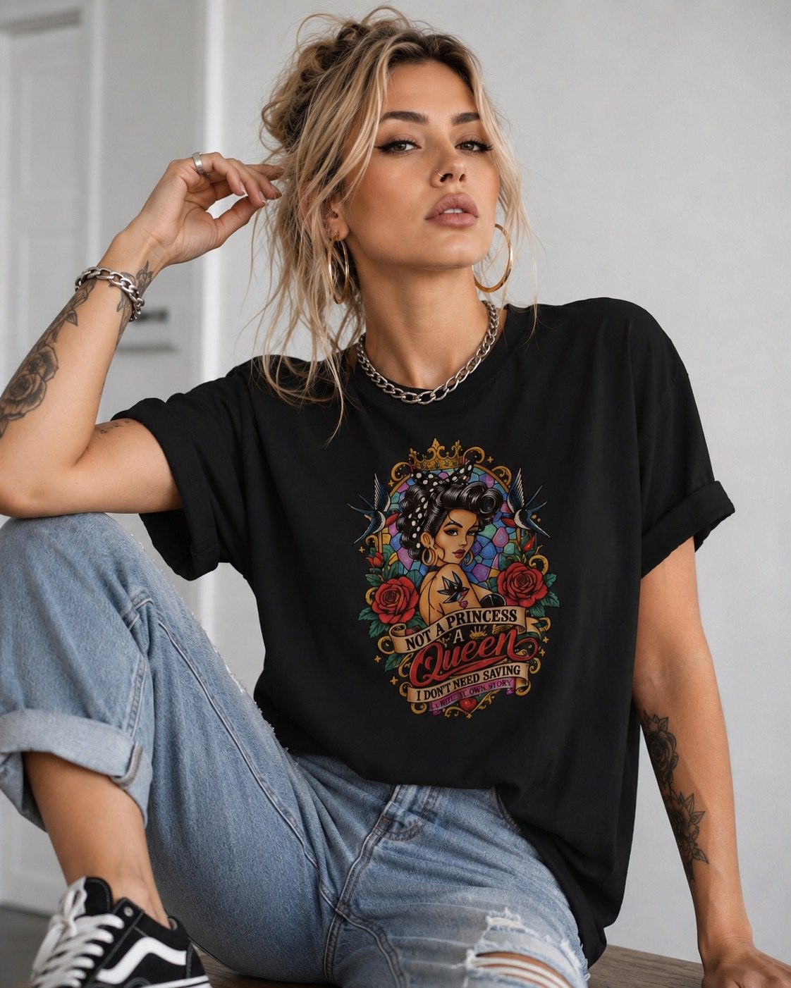 Not A Princess – A Queen | Stoer dames T-shirt, Verzenden, Zo goed als nieuw, Maat 38/40 (M), Korte mouw