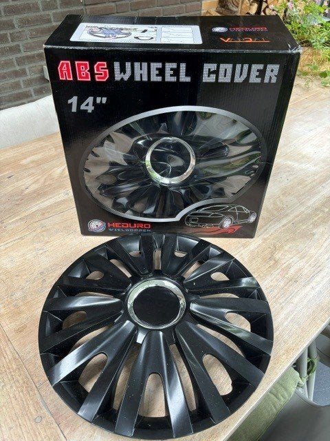 Set Wieldoppen kunststof zwart 14 inch, Auto diversen, Wieldoppen, Ophalen, Zo goed als nieuw
