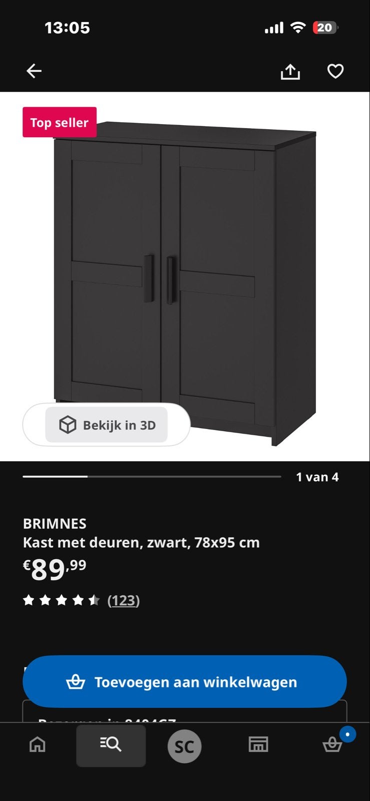 2x IKEA BRIMNES Kast met deuren, zwart - per stuk of samen, Ophalen of Verzenden, Zo goed als nieuw