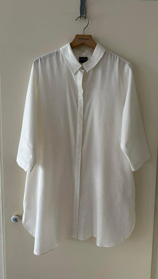 Selection by Ulla Popken Witte linnen blouse maat42, Kleding | Dames, Ophalen of Verzenden, Zo goed als nieuw, Maat 38/40 (M)