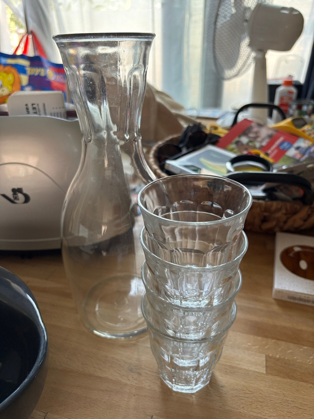 Glazen karaf met 4 bijpassende glazen, Overige typen, Ophalen, Gebruikt, Glas