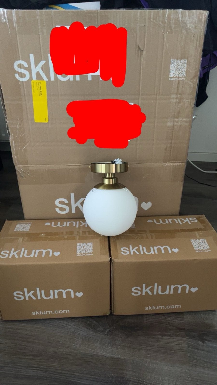 3 stuks beige / gouden moderne lampen gloednieuw in doos, Ophalen, Zo goed als nieuw