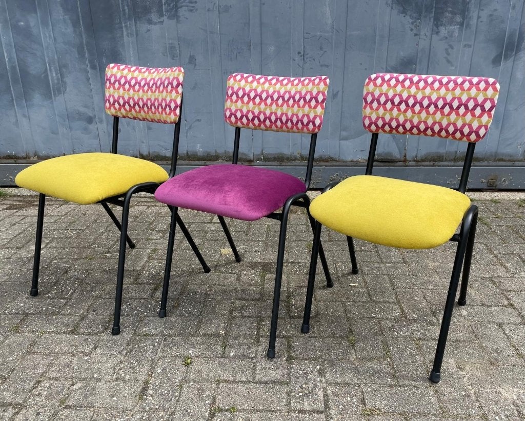 schoolstoel eetkamerstoel vintage, Huis en Inrichting, Stoelen, Overige kleuren, Verzenden, Nieuw, Stof