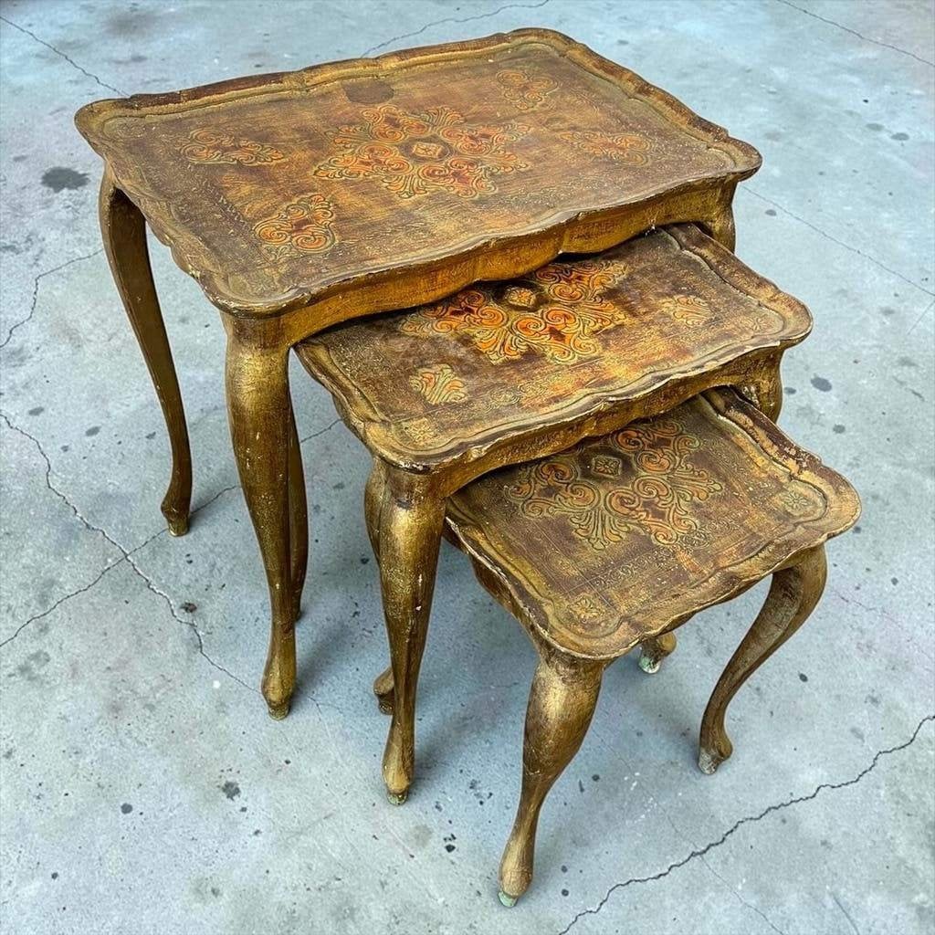 set van 3 vintage Florentijnse nesting tables / bijzettafels, Ophalen