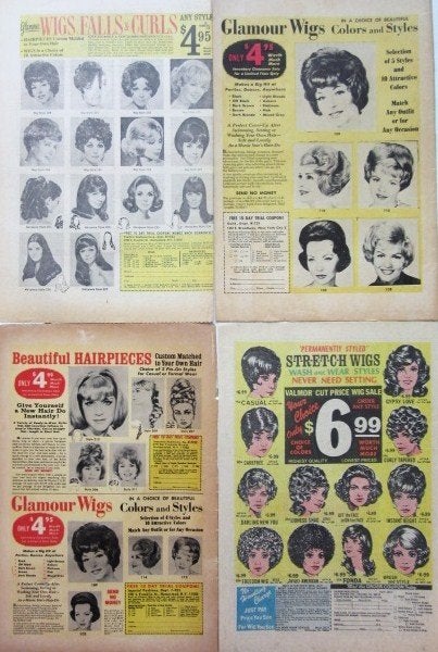 39 VS advertentie reclames haarproducten 50-60s kapper pruik, Ophalen of Verzenden, Gebruikt, Overige typen