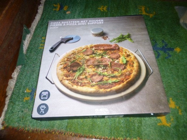 Pizzasteen in RVS houder Ø 33 cm, Ophalen of Verzenden, Nieuw