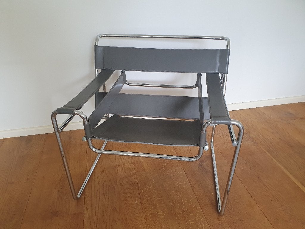 Marcel Breuer Wassily style lounge stoel, Huis en Inrichting, Stoelen, Gebruikt, Bauhaus, Ophalen of Verzenden, Leer