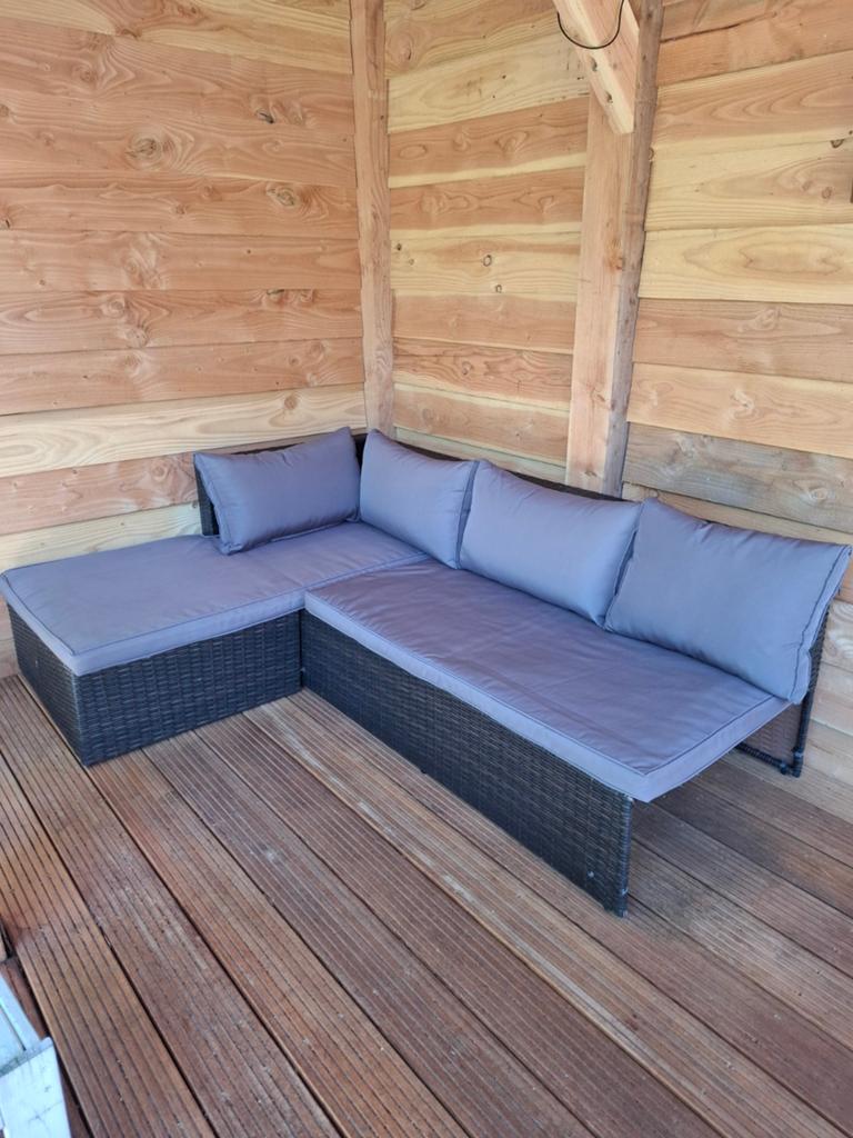 Comfortabele Wicker Loungeset met Kussens, Ophalen, 4 zitplaatsen, Gebruikt, Loungeset