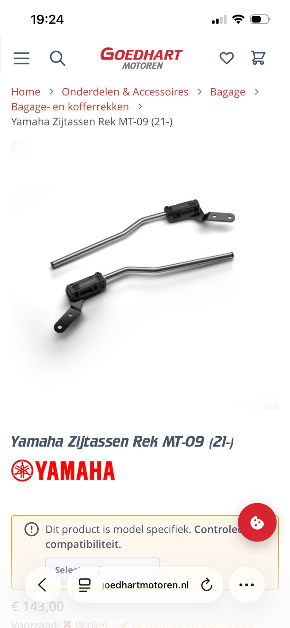 Yamaha Zijtassen Rek MT-09, Ophalen, Nieuw