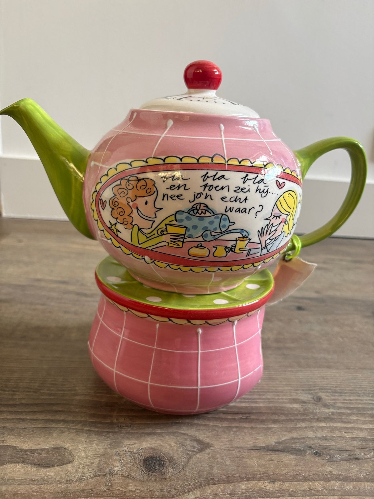 Blond Amsterdam theepot met theelichtje - Blabla, Ophalen of Verzenden, Zo goed als nieuw, Roze, Steen/keramiek