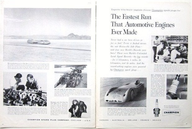 9 vintage reclames bougies 58-77 Champion KLG motor bougie, Ophalen of Verzenden, Gebruikt, Overige typen