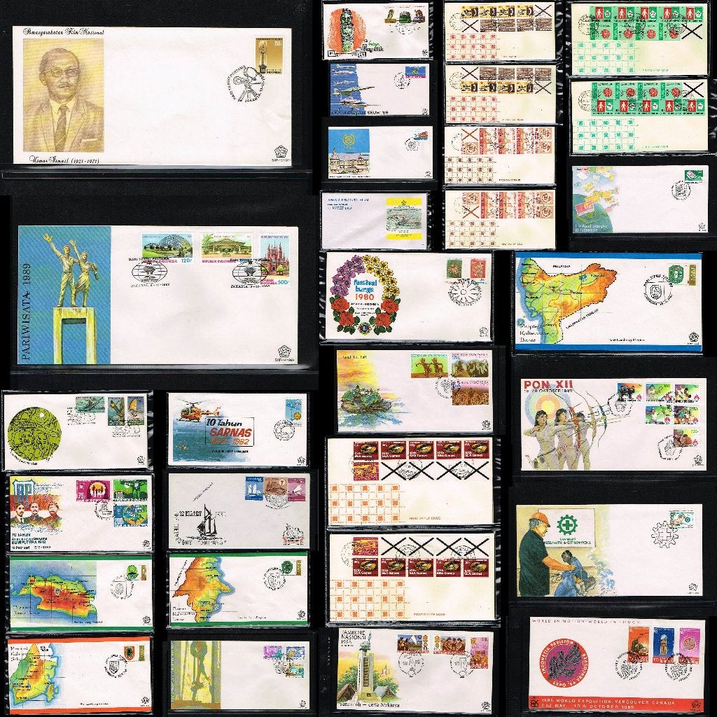 Leuk setje van 30 FDC's Indonesia tussen 1978 en 1990 [X16a], Postzegels en Munten, Postzegels | Eerstedagenveloppen, Ophalen of Verzenden