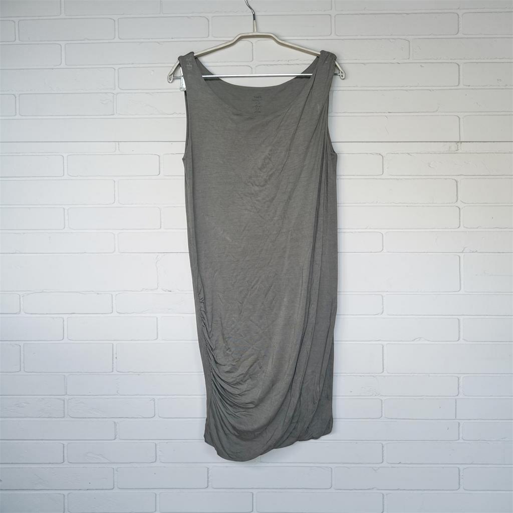 Marc Cain Jurk Maat S Khaki Groen Basic Minimalist Geplooid, Mc, Maat 42/44 (L), Mc, Ophalen of Verzenden