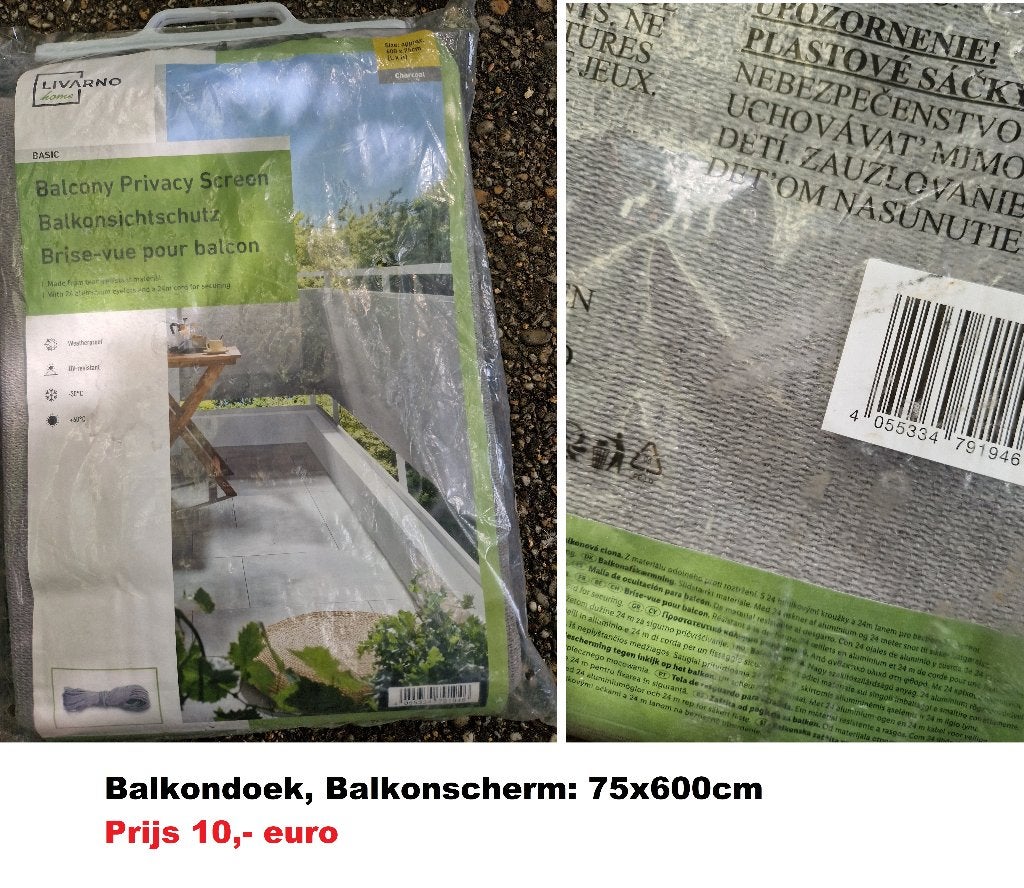Balkondoek, Balkonscherm 75x600cm, nieuw  Prijs 10,- euro, Ophalen of Verzenden, Nieuw
