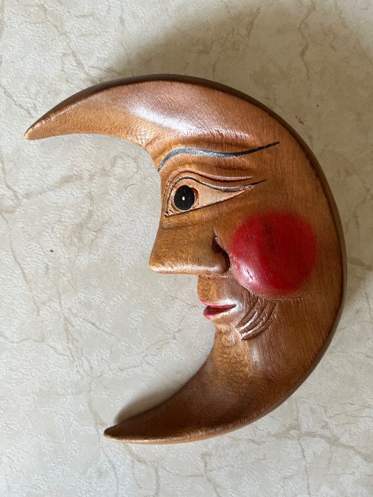 Kinderkamer decoratie maan van hout, Wandhanger, Hout, Ophalen of Verzenden, Zo goed als nieuw