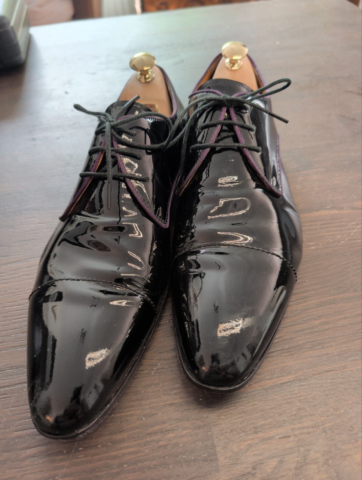 Daniel Kenneth heren lakschoenen zwart met paarse bies, Daniel Kenneth, Zwart, Ophalen of Verzenden, Gedragen