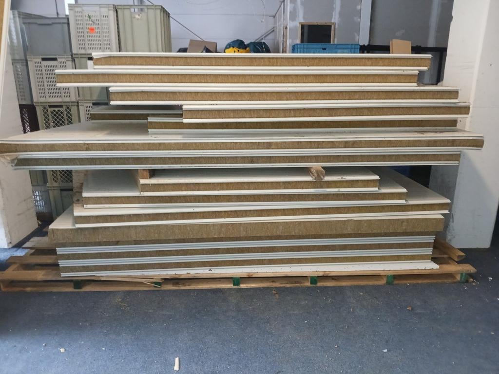 Sandwichpanelen met 10cm steenwol isolatie, diverse hoogtes, Doe-het-zelf en Verbouw, Platen en Panelen, Ophalen, Gebruikt, Overige materialen