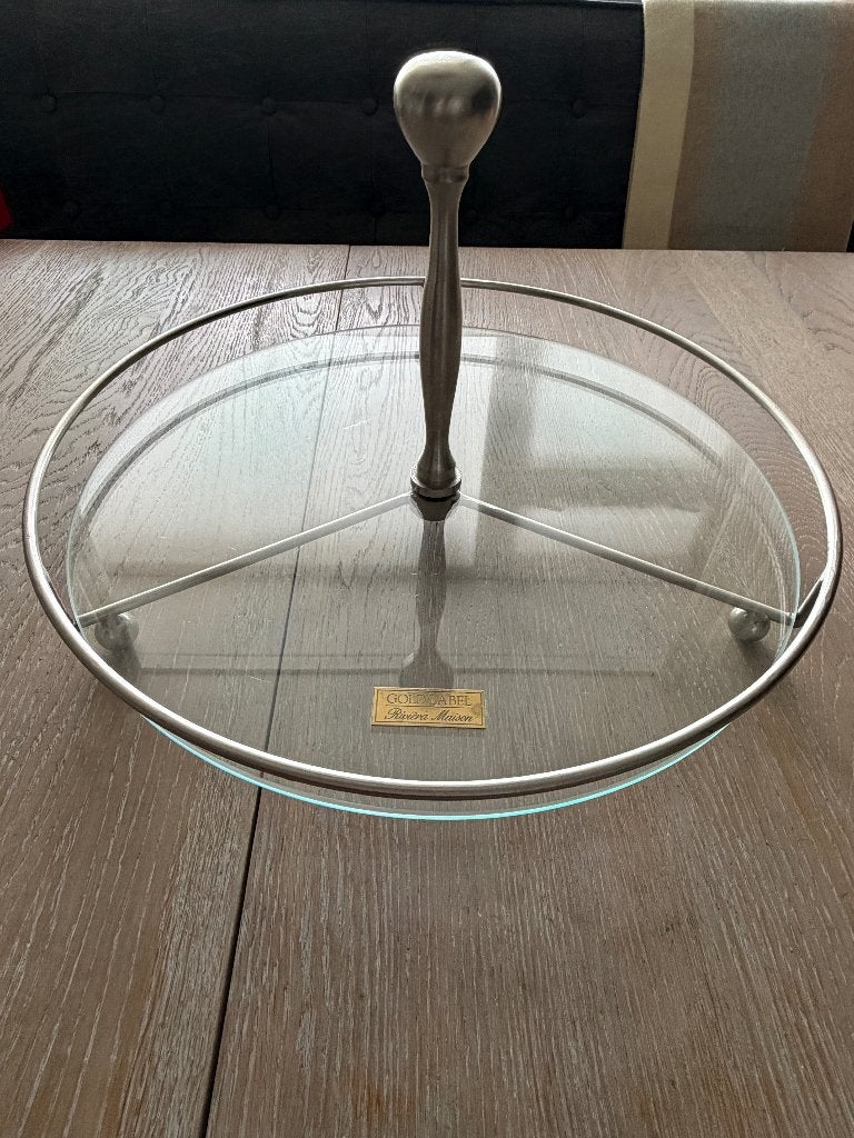 Rivièra Maison Gold Label glazen serveerplateau / etagère, Ophalen, Gebruikt, Demontabel