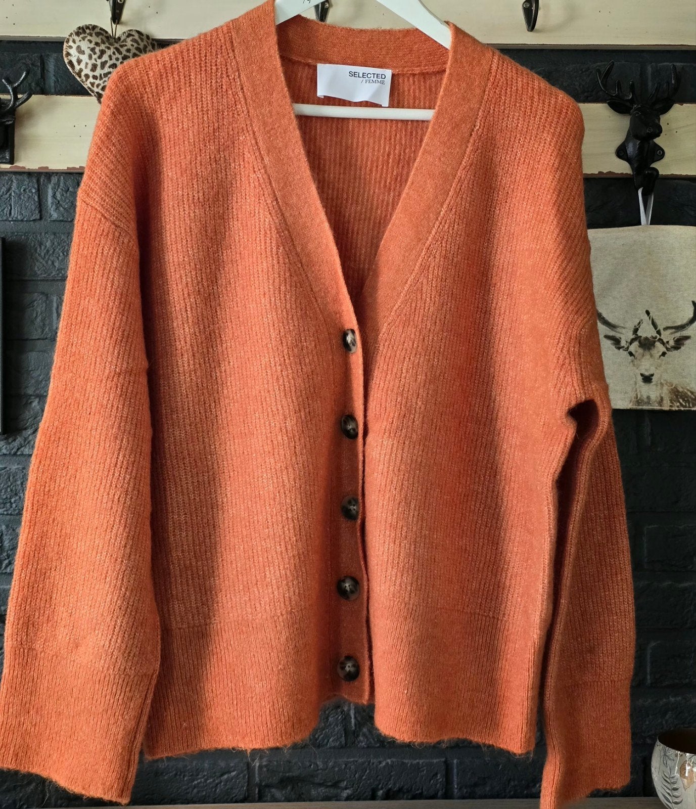 Selected Femme gemêleerd oranje wollen vestje L XL. Nieuwsta, Kleding | Dames, Oranje, Ophalen of Verzenden, Zo goed als nieuw