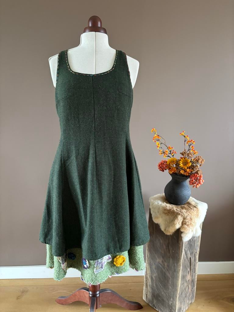 ART Heart jurk maat L - Prachtig groen met versiersels, Ophalen of Verzenden, Gedragen, Maat 42/44 (L), Groen